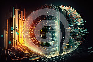Big data, Artificial Intelligence and Quantum computing concept. Generative AI