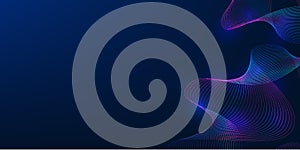 Big data background with spiral wave lines, representing digital information flow, AI data analysis, and technological