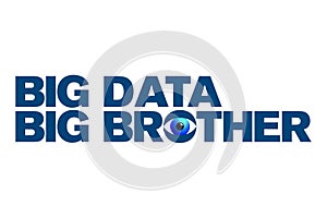 Big Data and Big Brother lettering with a blue surveillance eye