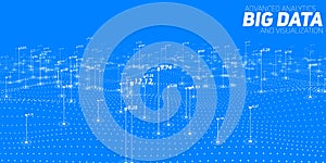 Big data blue plot visualization. Futuristic infographic. Information aesthetic design. Visual data complexity.