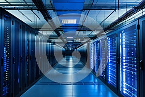 Big data center technology warehous with servers information digitalization Starts SAAS Cloud Computing Web Service