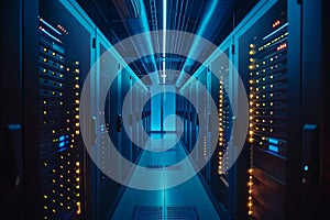 Big data center technology warehous with servers information digitalization Starts SAAS Cloud Computing Web Service