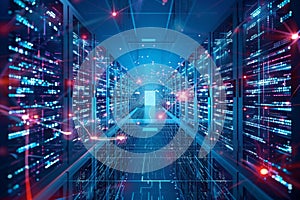 Big data center technology warehous with servers information digitalization Starts SAAS Cloud Computing Web Service