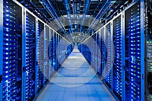Big data center technology warehous with servers information digitalization Starts SAAS Cloud Computing Web Service