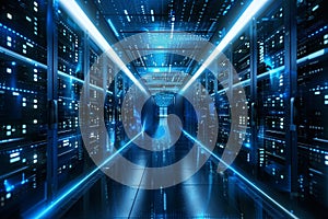 Big data center technology warehous with servers information digitalization Starts SAAS Cloud Computing Web Service