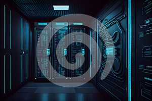 Big data center technology warehous with servers information