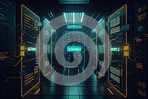 Big data center technology warehous with servers information