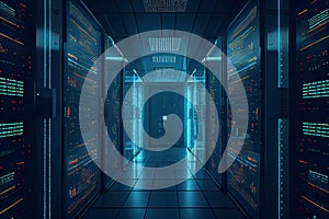 Big data center technology warehous with servers information