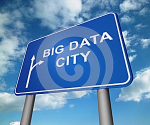 Big Data City Road Sign 3d Illustration