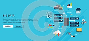 Big Data and cloud computing banner with icons.