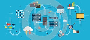 Big Data and cloud computing banner with icons