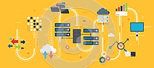 Big Data and cloud computing banner with icons