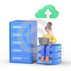 Big Data and Cloud Computing, Business characters using remote servers to analyzing large sets of data and recognizing mistakes