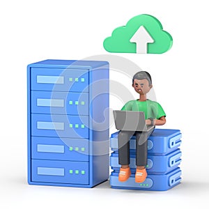 Big Data and Cloud Computing, Business characters using remote servers to analyzing large sets of data and recognizing mistakes