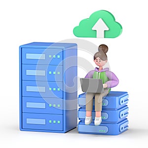 Big Data and Cloud Computing, Business characters using remote servers to analyzing large sets of data and recognizing mistakes