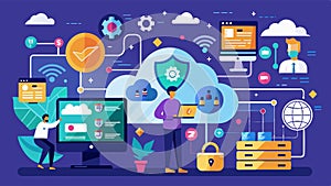 Big data with Cloud computing technology. Cyber security internet network. Vector