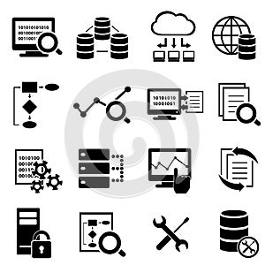 Big data, cloud computing and technology icons