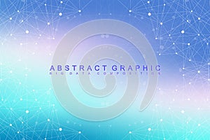 Big data complex. Graphic abstract background communication. Perspective backdrop of depth. Minimal array with compounds