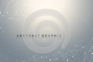 Big data complex. Graphic abstract background communication. Perspective backdrop of depth. Minimal array with compounds