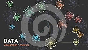 Big data complexity visual representation. Cluster analysis visualization. Advanced analytics. Graphic abstract background.