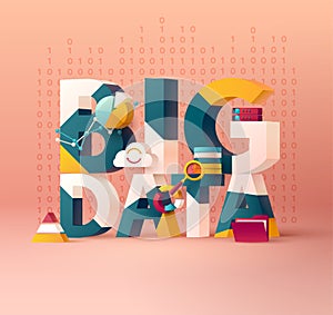 Big data concept. 3D Typographic poster