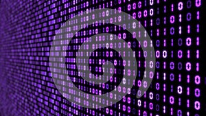 Big data concept with binary code. glowing digital numbers 3d illustration.