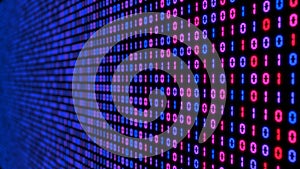 Big data concept with binary code. glowing digital numbers 3d illustration.