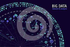Big data concept visualization. Abstract data diagram. Complex information radial representation. Visual big data analysis.