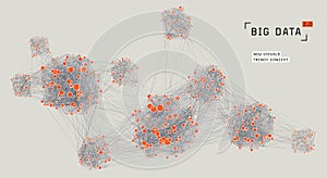 Big data concept visualization. Distributed network. Global data. Social media graph. Information clustering. Communication system