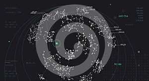 Big data concept visualization. Distributed network. Global data. Social media graph. Information clustering. Communication system