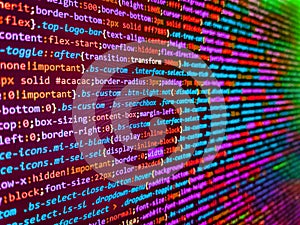 Big data concepts working in cyberspace environment. Computer code on laptop web developing. Background of software developer
