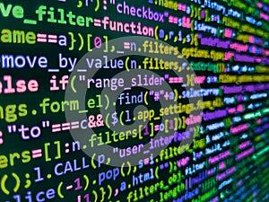 Big data concepts working in cyberspace environment. Software developer programming code. Concept of security, programming and