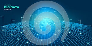 Big Data 3d. Blue Futuristic Visualization.