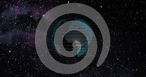 Big data 3d Earth. Binary code surrounding globe rotating. Retro digital Earth. Digital data globe,abstract 3D rendering