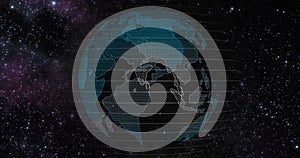 Big data 3d Earth. Binary code surrounding globe rotating. Retro digital Earth. Digital data globe,abstract 3D rendering