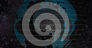 Big data 3d Earth. Binary code surrounding globe rotating. Retro digital Earth. Digital data globe,abstract 3D rendering