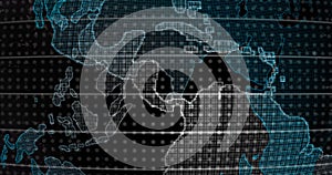 Big data 3d Earth. Binary code surrounding globe rotating. Retro digital Earth. Digital data globe,abstract 3D rendering