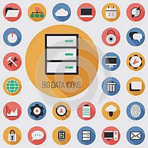 Big data, database flat, digital icon