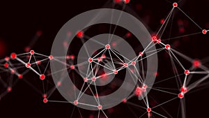 Big data. Digital background. Abstract red and blue distribution of triangular shapes in space. Network connection