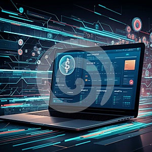 Big data, digital technology, internet network connection, futristic technology photo