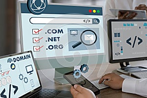 Big Data on a Domain Web Page and SEO Internet Domain Name Registration Domain, Address Internet Network Online Website on a