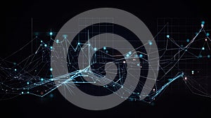 Big data flow with Blockchain data fields network. AI generative