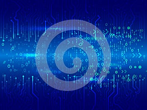 Big data flow vector illustration. Streaming binary code