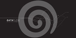 Big Data Flow wavy lines. Minimalistic neural network information flow. Digital dynamic trails of data.