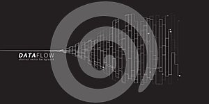 Big Data Flow wavy lines. Minimalistic neural network information flow. Digital dynamic trails of data.