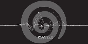 Big Data Flow wavy lines. Minimalistic neural network information flow. Digital dynamic trails of data.