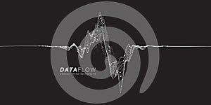 Big Data Flow wavy lines. Minimalistic neural network information flow. Digital dynamic trails of data.