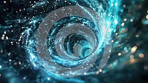 Big data flowing through digital tunnel visualizing information stream