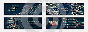 Big data futuristic web background. Visualization of data arrays, databases. Information flow, sorting. Set of Hi-tech banner