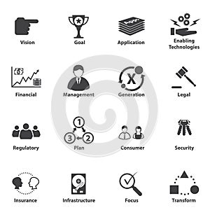 Big Data icon set, Business IT Strategic planning